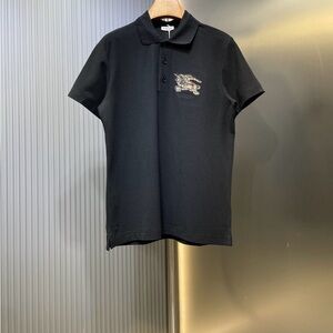 Burberry Black Polo Shirt with Embroidered Crest
